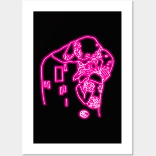 KLIMT - The Kiss (pink neon) Posters and Art